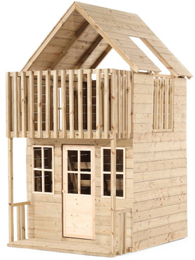 DOMEK DREWNIANY DWUPIĘTROWY OGRODOWY dla dzieci + ZJEŻDŻALNIA 225cm TP Toys
