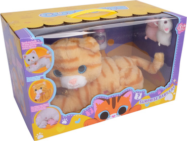 INTERAKTYWNY KOTEK + KOCIAKI MIAUCZY MRUCZY BUTELKA NAGRYWA DŹWIĘKI KOT RUDY