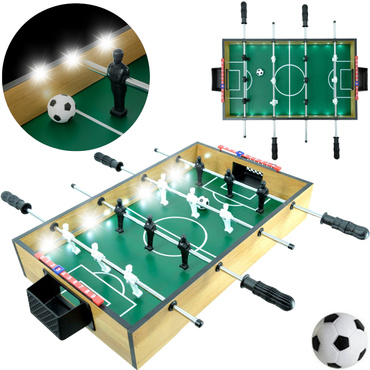 PIŁKARZYKI STOŁOWE PORŚWIETLENIE LED DUŻE DREWNIANE PIŁKA NOŻNA STÓŁ