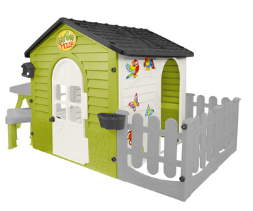 DOMEK OGRODOWY ZJEŻDŻALNIA STOLIK PŁOTEK PLAC ZABAW ZESTAW 3W1 Mochtoys