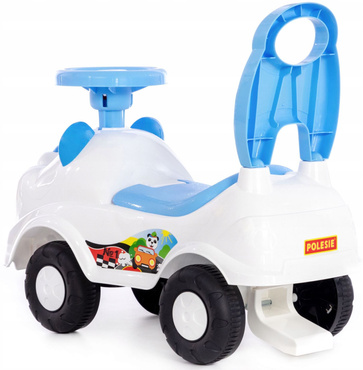 JEŹDZIK DLA DZIECI AUTKO PCHACZ BIAŁY MIŚ AUTO SAMOCHODZIK schowek klakson