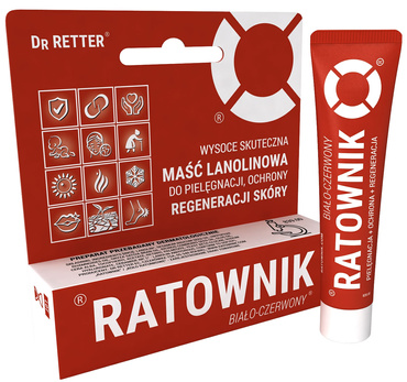KREM RATOWNIK multifunkcyjny ochronny regenerujący MAŚĆ LANOLINOWA 10ml RETTER