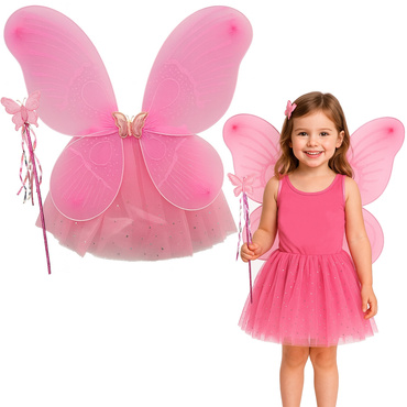 SKRZYDEŁKA dla wróżki aniołka SPÓDNICZKA RÓŻDŻAKA STRÓJ KARNAWAŁOWY kostium