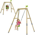 DREWNIANA HUŚTAWKA OGRODOWA DLA DZIECI 2w1 123-209cm
