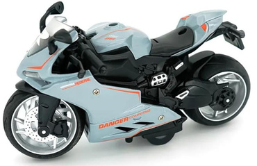 MOTOCYKL Z NAPĘDEM MOTOR Światło Dźwięk POJAZD ŚCIGACZ SZARY Z POMARAŃCZOWYM