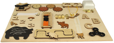 DUŻA DREWNIANA TABLICA MANIPULACYJNA LAS MONTESSORI NATURALNA