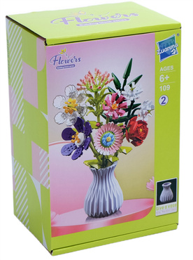 KLOCKI konstrukcyjne KWIATY ZESTAW BUKIET KWIATÓW W WAZONIE 730 elementów kwiatki
