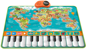 DUŻA MATA EDUKACYJNA MUZYCZNA PIANINKO MAPA ŚWIATA ZWIERZĄTKA DOTYKOWA 90CM