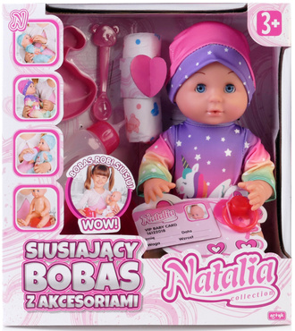 LALKA NATALIA SIUSIAJĄCY BOBAS Z AKCESORIAMI ZESTAW SIUSIA 30cm