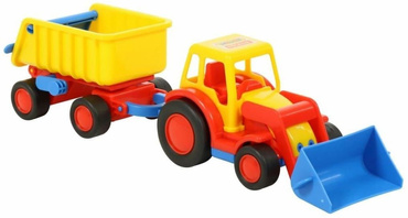 DUŻY TRAKTOR Z PRZYCZEPĄ SPYCHACZ WYWROTKA 41 cm