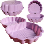 DUŻA PIASKOWNICA PODWÓJNA Basen MUSZELKA zamykana 2 SZTUKI PASTELOWA TWINS FIOLETOWA