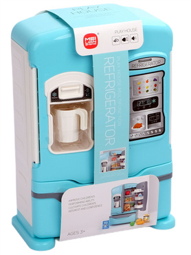 DUŻA LODÓWKA Z KOSTKARKĄ DLA DZIECI światło dźwięki PARA WODNA zestaw 28el