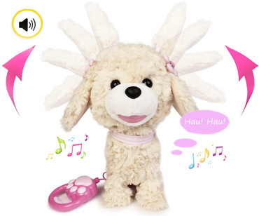 PIESEK INTERAKTYWNY CHODZĄCY PIES SZCZEKA REAGUJE NA DOTYK RUSZA USZAMI melodie NATALIA