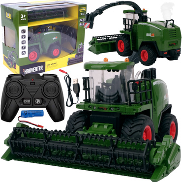 KOMBAJN ZDALNIE STEROWANY Zbożowy TRAKTOR Światła DYM Z KOMINA RC USB