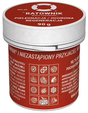 KREM RATOWNIK multifunkcyjny ochronny regenerujący MAŚĆ LANOLINOWA 90g RETTER