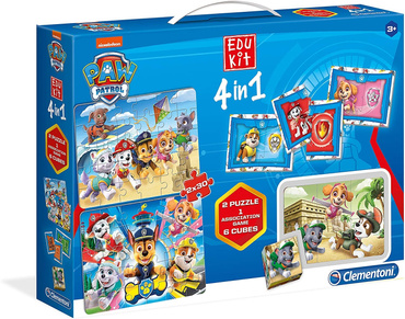 PSI PATROL 4W1 PUZZLE MEMO DOMINO KLOCKI CLEMENTONI