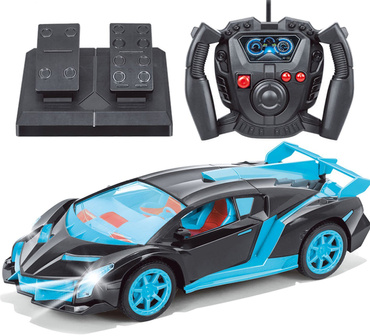 AUTO WYŚCIGOWE STEROWANE RC KIEROWNICA + PEDAŁY NIEBIESKIE