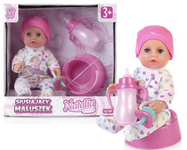 LALKA NATALIA BOBAS SIUSIAJĄCA BORN BABY BUTELKA NOCNIK SMOCZEK