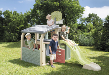 SMOBY CENTRUM ZABAW ZJEŻDŻALNIA 150cm BRAMKA DOMEK KOSZ ŚCIANKA WSPINACZKOWA ZESTAW 5w1 ANTI-UV