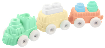 POCIĄG SENSORYCZNY + KLOCKI miękkie ZESTAW PLAY SQUISH MOCHTOYS polskie