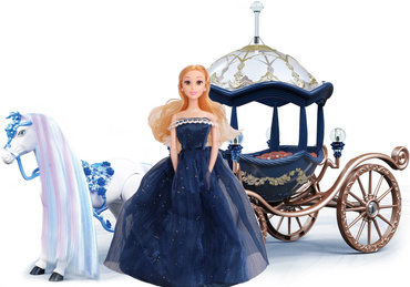 DUŻA KARETA DYNIA Z CHODZĄCYM KONIEM Chodzący KOŃ KAROCA + LALKA KSIĘŻNICZKA