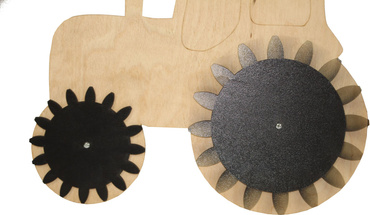 DUŻY DREWNIANY EKSPOZYTOR na autka resoraki PÓŁKA TRAKTOR 88 PRZEGRÓDEK