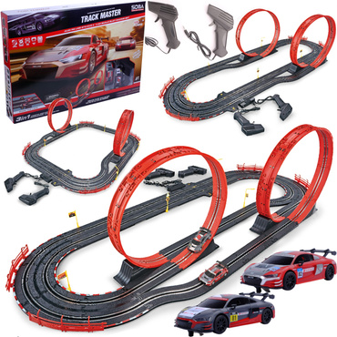 DUŻY TOR SAMOCHODOWY 3w1 Wyścigowy 560cm 2 AUTA AUDI R8 3 wersje toru LICENCJA AUDI