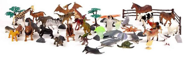 MEGA ZESTAW FUGUREK 4W1 ZWIERZĘTA WIEJSKIE MORSKIE SAFARI DINOZAURY 60el 