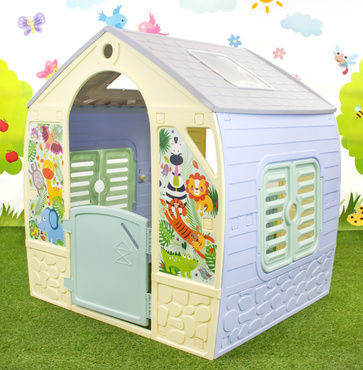 DOMEK OGRODOWY DLA DZIECI OKIENNICE ŚWIETLIKI HAPPY HOUSE SAFARI PASTEL