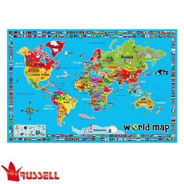 Russell MATA Edukacyjna MAPA ŚWIATA 92 x 62 cm 