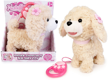 PIESEK INTERAKTYWNY CHODZĄCY PIES SZCZEKA REAGUJE NA DOTYK RUSZA USZAMI melodie NATALIA