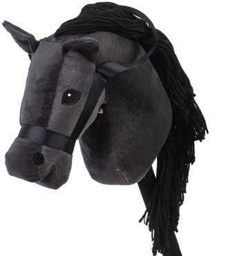 KOŃ NA KIJU HOBBY HORSE GŁOWA KONIA PLUSZOWY KONIK DŹWIĘK CZARNY