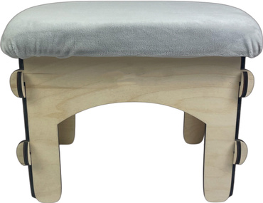 DREWNIANY TABORET DLA DZIECI STOŁEK do pokoju dziecięcego MIĘKKI PUFA polski SZARY