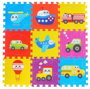MATA PIANKOWA EVA 86x86 PUZZLE DYWAN POJAZDY 9el