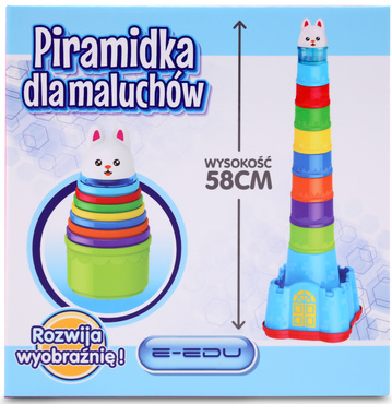 WYSOKA WIEŻA PIRAMIDKA DLA MALUCHÓW Sorter KUBECZKI 58cm ZAMEK KRÓLICZKA