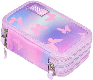 ST.RIGHT PIÓRNIK POTRÓJNY Z WYPOSAŻENIEM PC-05 motylki PINK BUTTERFLIES