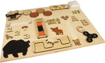 DUŻA DREWNIANA TABLICA MANIPULACYJNA LAS MONTESSORI NATURALNA