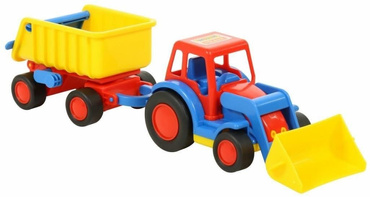 DUŻY TRAKTOR Z PRZYCZEPĄ SPYCHACZ WYWROTKA 41 cm
