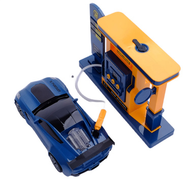 AUTO ZDALNIE STEROWANE + STACJA PALIW dystrybutor WODY PARA Z WYDECHU SAMOCHÓD RC światła LED