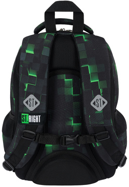 ST.RIGHT PLECAK SZKOLNY 3-KOMOROWY TORNISTER KLASA 1-3 DLA GRACZA BP-26 GREEN GAME