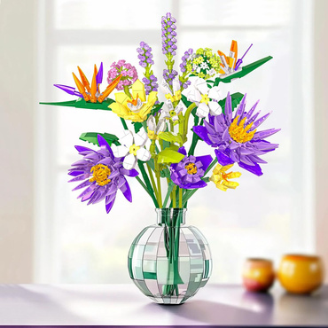 KLOCKI konstrukcyjne KWIATY ZESTAW BUKIET TROPIKALNYCH KWIATÓW 890 el.