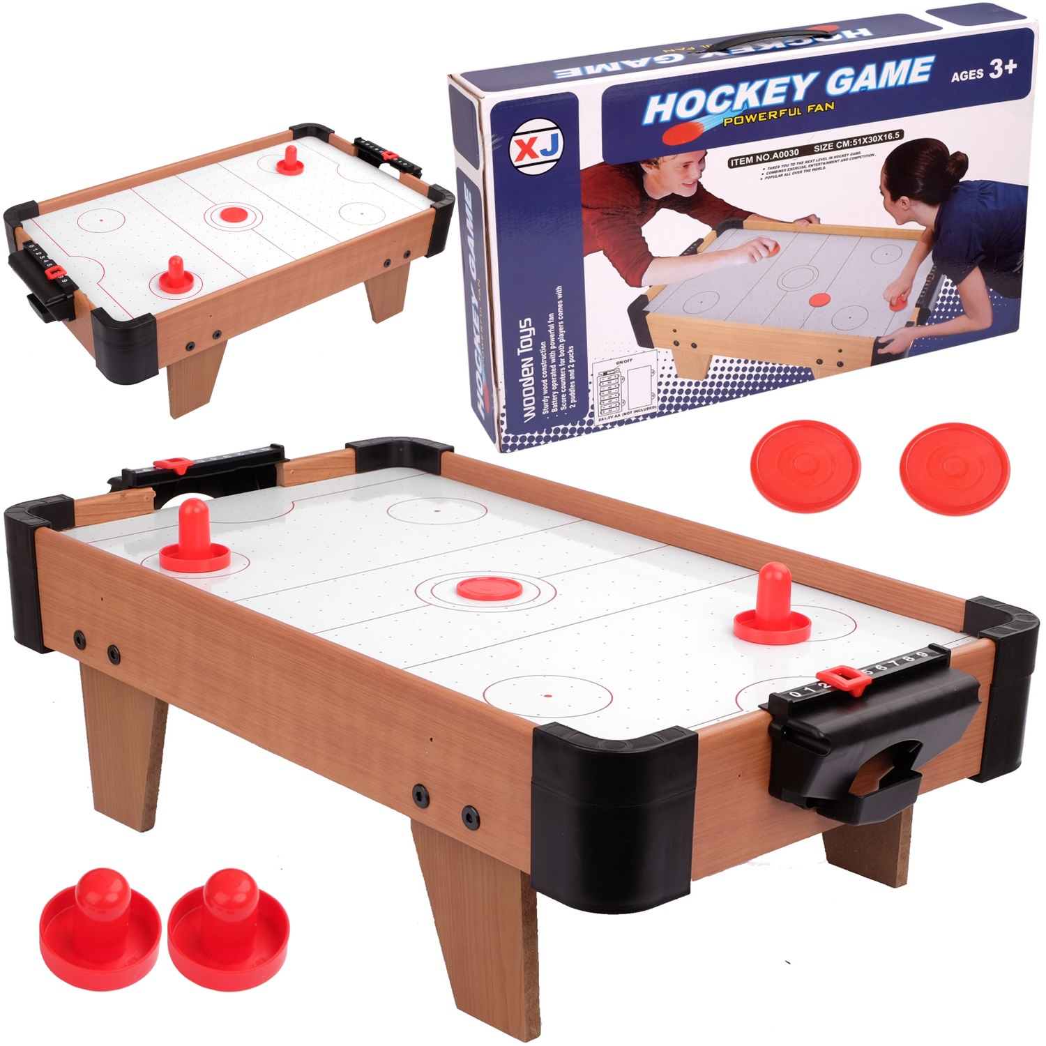 CYMBERGAJ DUŻY DREWNIANY STÓŁ DO GRY AIR HOKEJ POWIETRZNY GRA 65cm