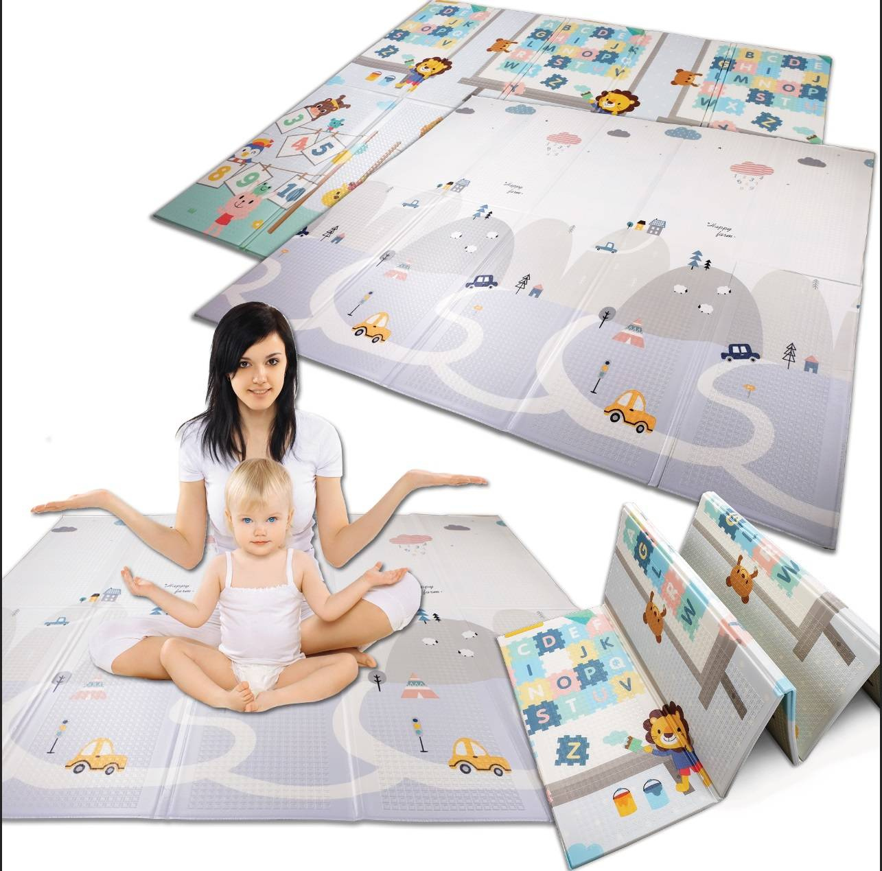 DWUSTRONNA DUŻA MATA PIANKOWA SKŁADANA 200x180 GRUBY DYWAN XPE