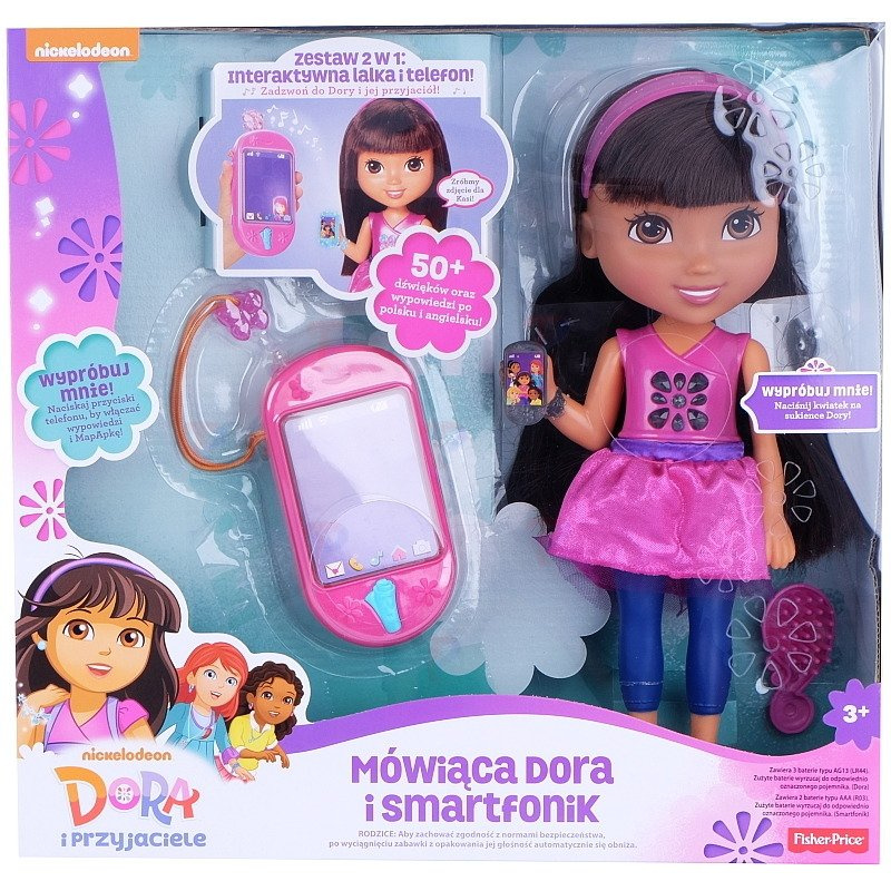 Fisher Price Lalka MÓWIĄCA DORA I SMARTFON Wer. PL