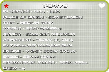  KLOCKI CZOŁG T-34/76 WORLD WAR II  270 el. COBI 