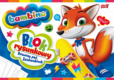 BAMBINO BLOK RYSUNKOWY BIAŁY 20 KARTEK A4 WYPRAWKA