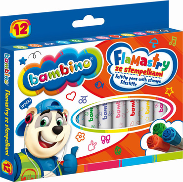 BAMBINO FLAMASTRY ZE STEMPELKAMI 12 KOLORÓW 