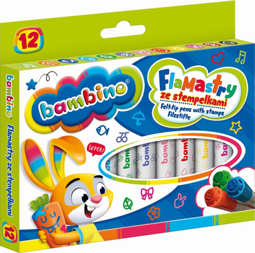 BAMBINO FLAMASTRY ZE STEMPELKAMI 12 KOLORÓW 