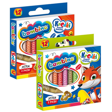 BAMBINO KREDKI ŚWIECOWE 12 KOLOR GLINKA KAOLINOWA