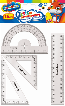 BAMBINO ZESTAW GEOMETRYCZNY LINIJKA 15cm 4el